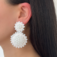 Sun Flower Drop Earrings White