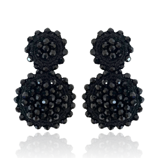 Sun Flower Drop Earrings Black