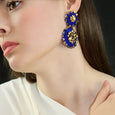 Dark Blue/Gold Flower Drops