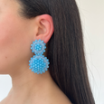 Sun Flower Drop Earrings Sky Blue