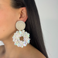 Cream Petite Yasmine Hoop Earrings Shell