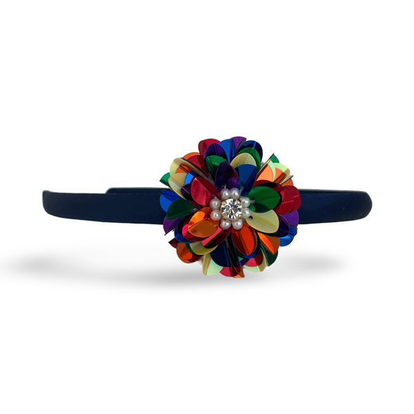 Blossom Headband Rainbow Navy