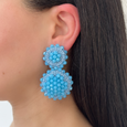 Sun Flower Drop Earrings Sky Blue