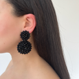 Sun Flower Drop Earrings Black