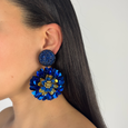 Dark Blue Dahlia Earrings Sapphire
