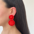 Sun Flower Drop Earrings Cherry