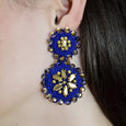 Dark Blue/Gold Flower Drops