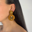 Gold Flower Drop Tan