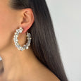 Silver Cluster Hoops