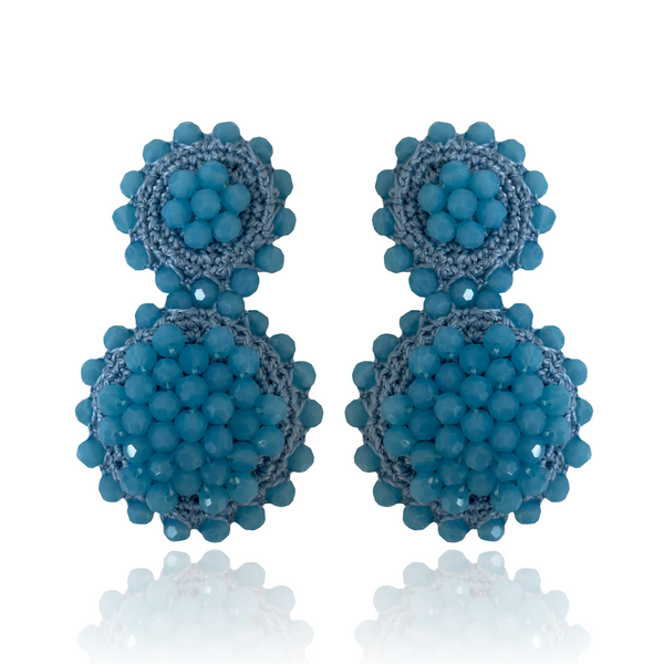 Sun Flower Drop Earrings Sky Blue