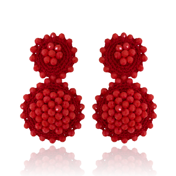 Sun Flower Drop Earrings Cherry