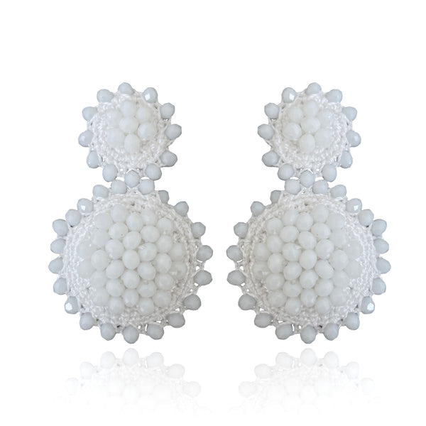Sun Flower Drop Earrings White