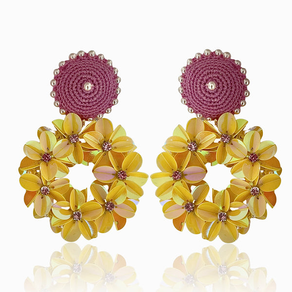 Yellow Petite Yasmine Hoop Earrings
