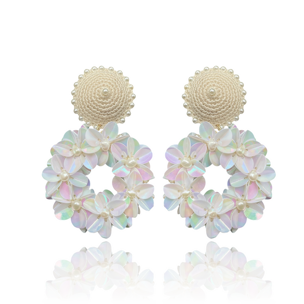 Cream Petite Yasmine Hoop Earrings Shell
