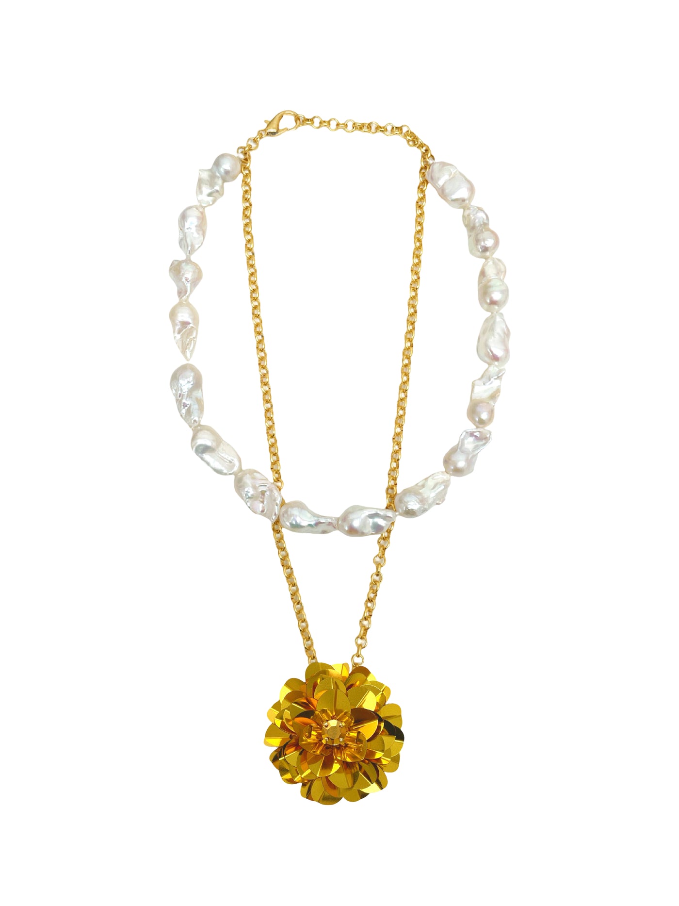 Baroque Pearl Layered Blossom Necklace
