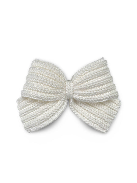 Crocheted Bow Hair Clip White