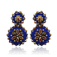 Dark Blue/Gold Flower Drops