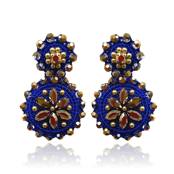 Dark Blue/Gold Flower Drops