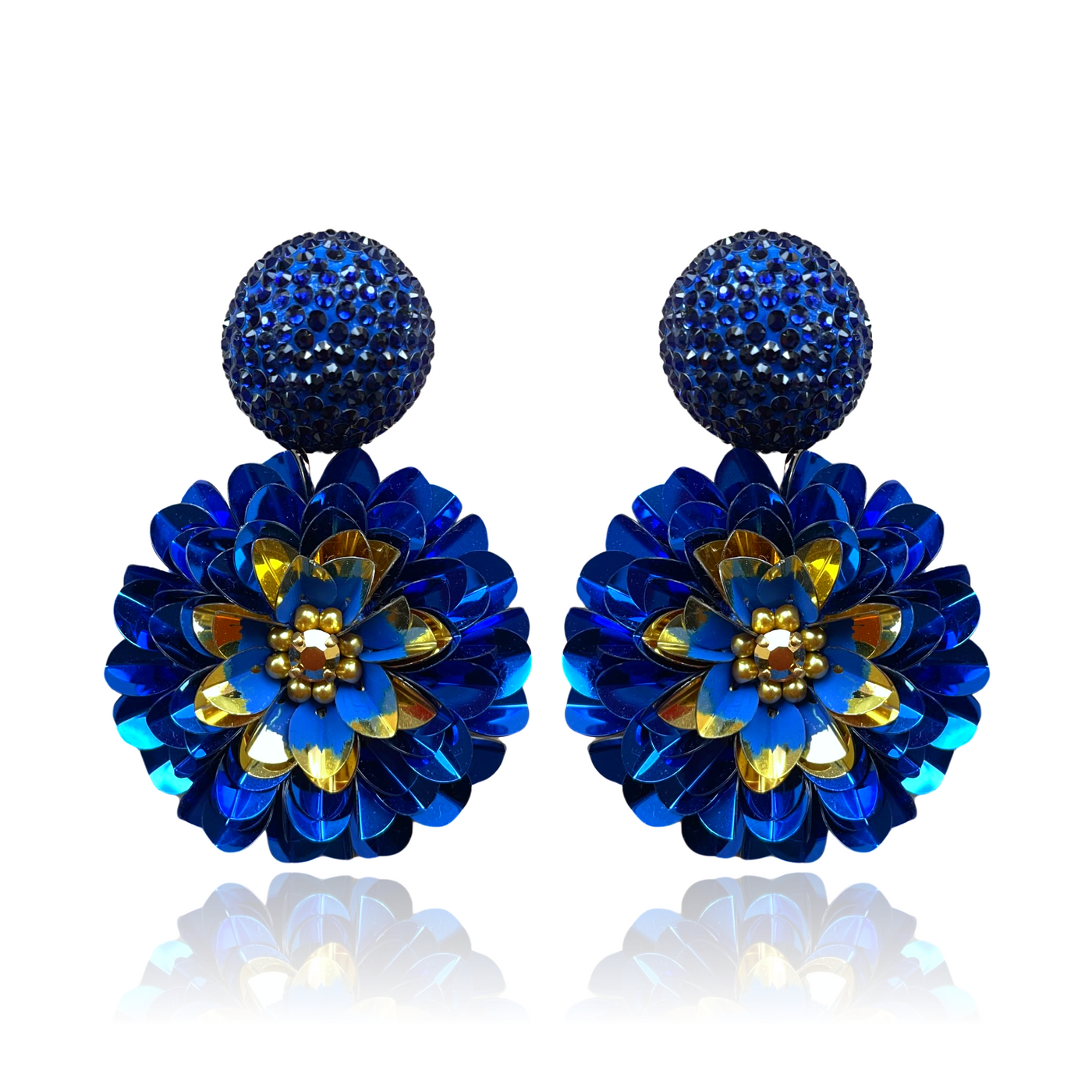 Dark Blue Dahlia Earrings Sapphire