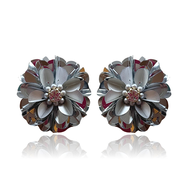 Silver Blossom Studs Silver Two Tone