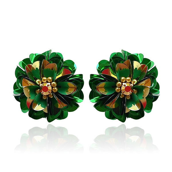Emerald Green Blossom Studs Emerald Two Tone