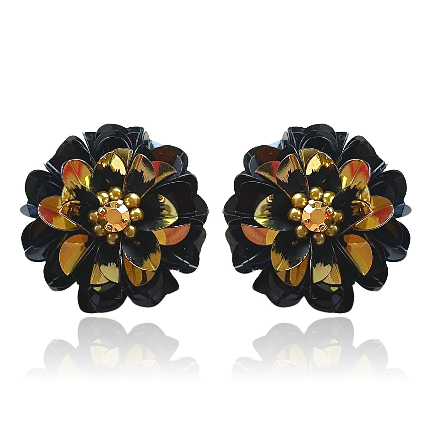 Black Blossom Studs Black Two Tone