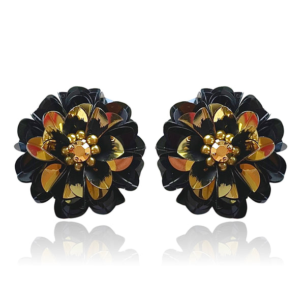 Black Blossom Studs Black Two Tone