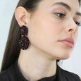 Flower Drop Earrings Burgundy