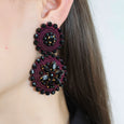 Flower Drop Earrings Burgundy