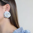 Silver Blossom Studs Satin Silver