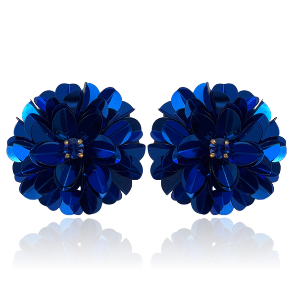 Dark Blue Blossom Studs Sapphire