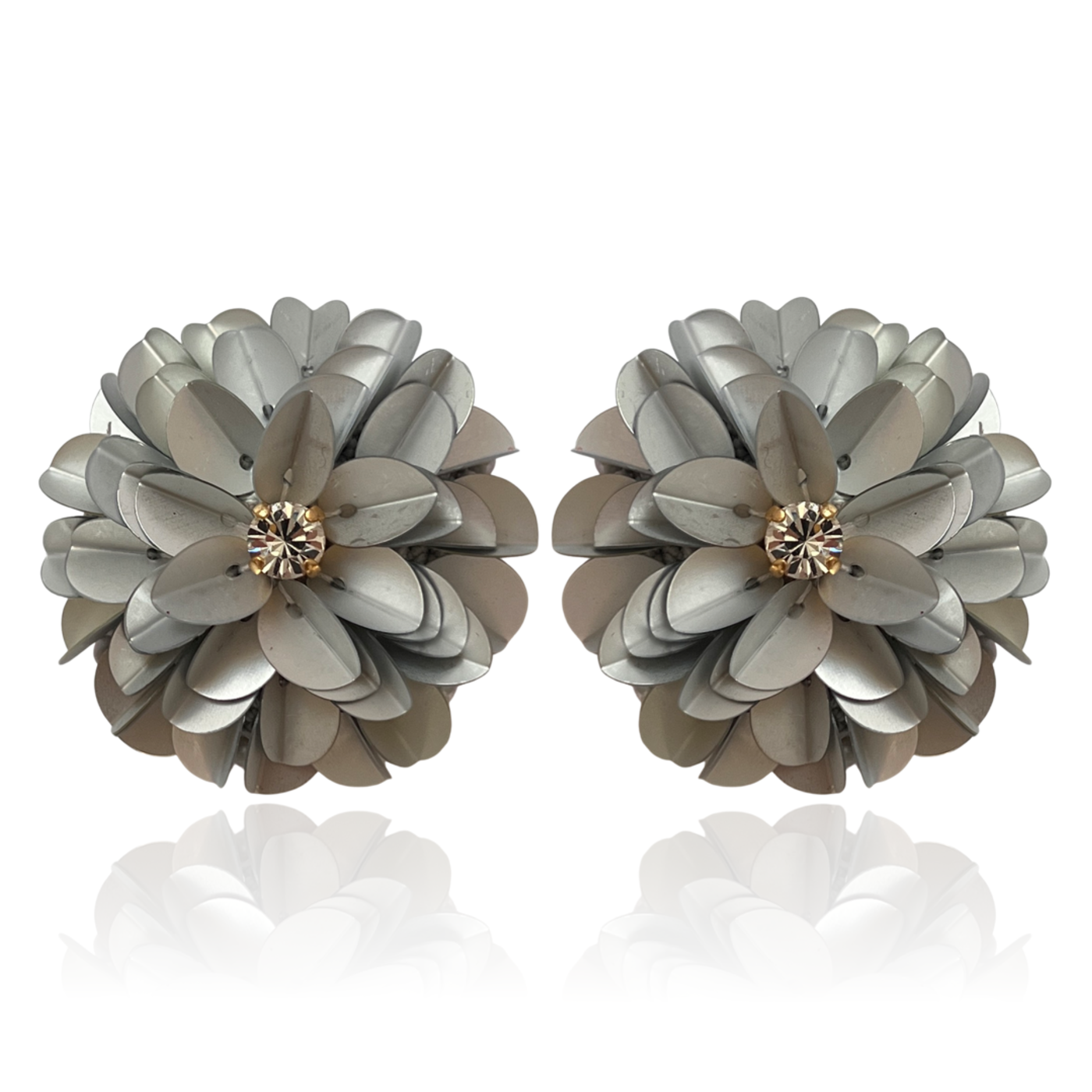 Silver Blossom Studs Satin Silver