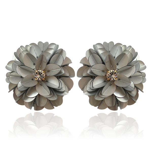 Silver Blossom Studs Satin Silver