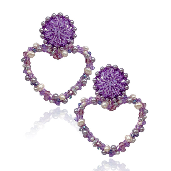 Lilac Queen of Heart Earrings