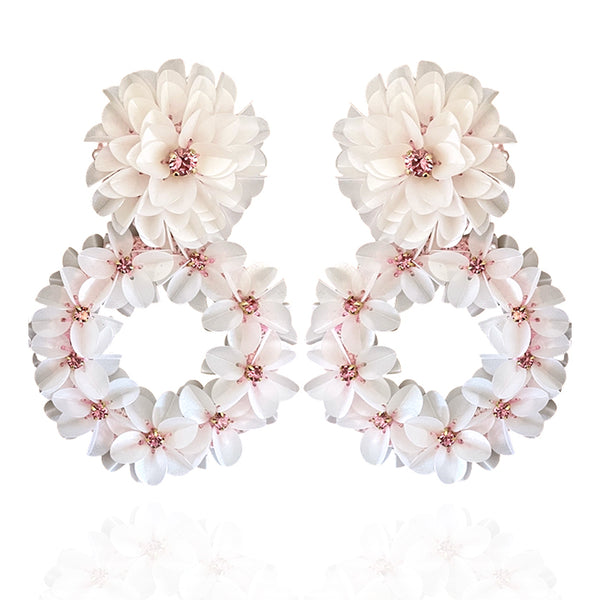 Pink and White Blush Yasmine Hoops