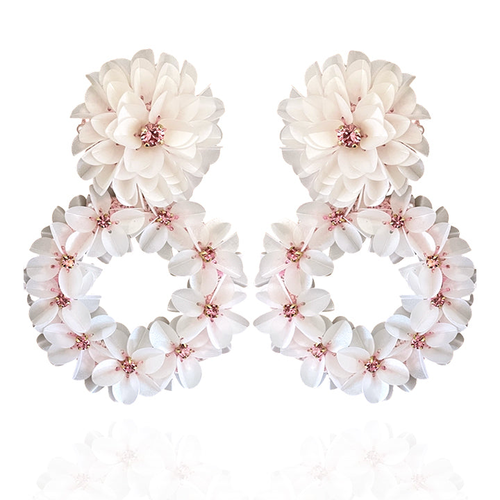 Pink and White Blush Yasmine Hoops