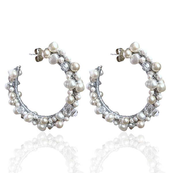 Silver Cluster Hoops