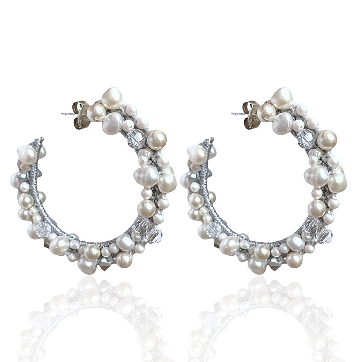 Silver Cluster Hoops