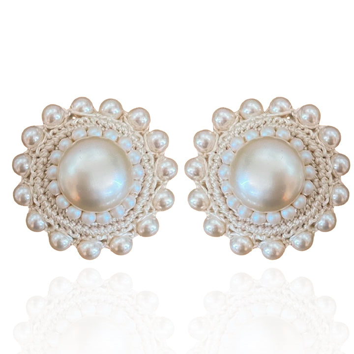 Cream Rose Pearl Studs