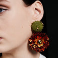 Orange Dahlia Earrings