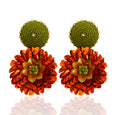Orange Dahlia Earrings