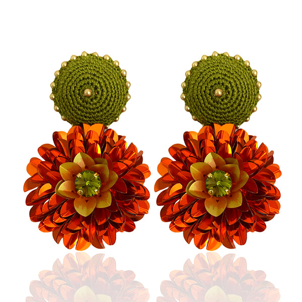 Orange Dahlia Earrings