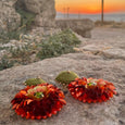 Orange Dahlia Earrings