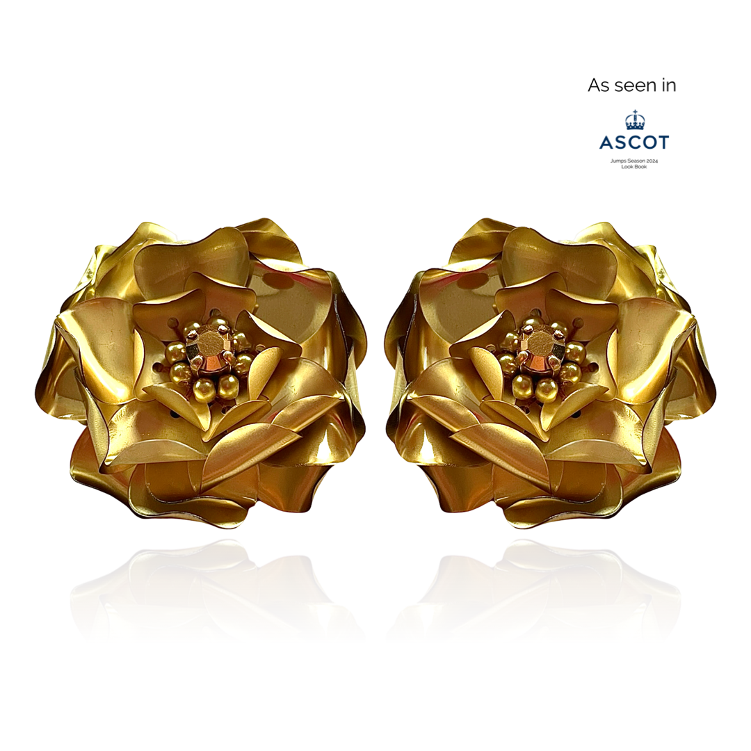 Gold Camellia Studs