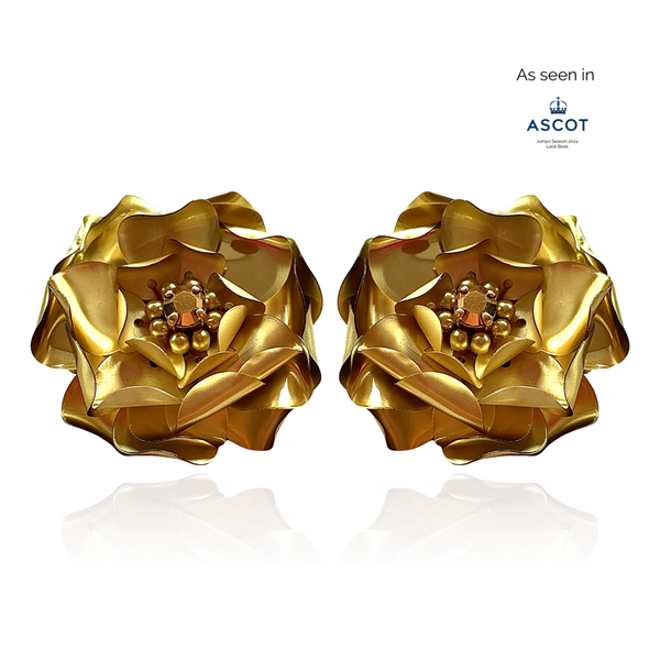 Gold Camellia Studs