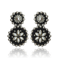 Flower Drop Earrings Black & Pearl