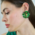 Emerald Green Blossom Studs Emerald Two Tone