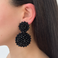 Sun Flower Drop Earrings Black