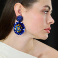 Dark Blue Dahlia Earrings Sapphire