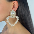 Cream Pearl Queen of Heart Earrings